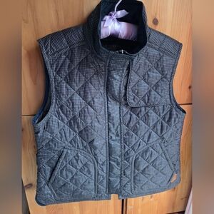 Coach Women's Green & Beige Check Quilted Vest Size L Or XL